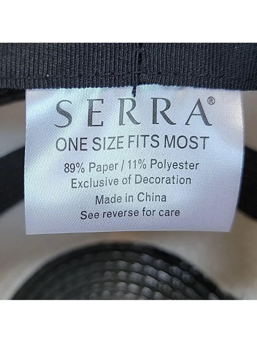 Serra Black and White Striped Paper/Poly Sun Hat NWT